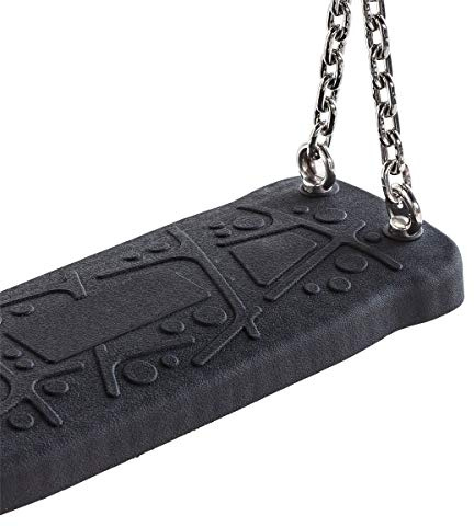 Klingl Schaukelsitz S-XL extra breit und extrem stabil aus Gummi - schwarz - Kette 200 vz - DIN 1176 öffentlich - Erwachsenenschaukelsitz
