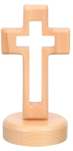 Garneck Stehendes Holzkreuz Ständer mit Magnet-Ständer: Kreuz Holz Kreuzfigur Stehkreuz Tischkreuz Ornament Für Homeoffice Gebetszimmer stilvolle Geschenkidee zu Ostern christlichen Festen