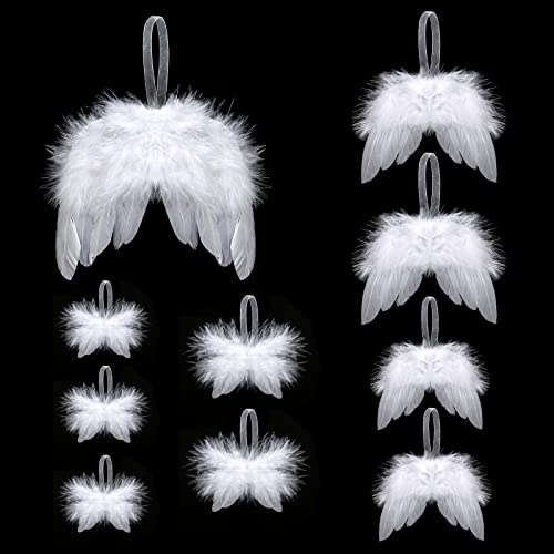 Becellen 10 Stück Weihnachten Engelsflügel, Weiß Christbaumschmuck Weihnachtsbaum Deko Weiss Engels Flügel Weihnachtsschmuck für Weihnachtsfeier Dekoration DIY Handwerk