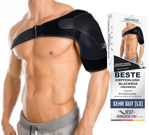 BLACKROX SCHULTERBANDAGE OMONROX – Schulter Bandage für Damen & Herren – Verstellbare Schulterstütze für Sport, Fitness & Alltag – ONE SIZE/Schwarz