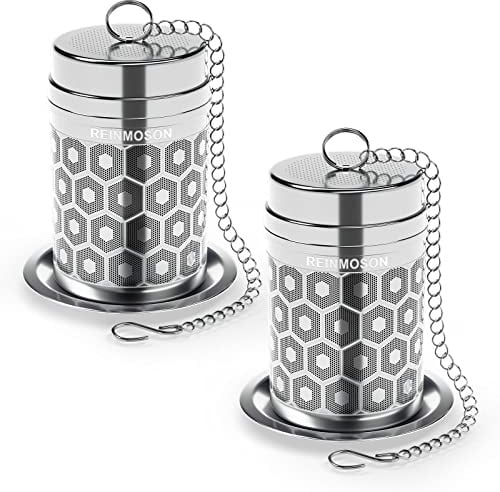 Reinmoson 2er-Pack Edelstahl Teesieb für losen Tee – 3,8 x 5,6 cm Teeei mit extra feinem Netz, 304 Edelstahl Teekugeln – Tee sieb für Tasse fein für Schwarztee, Rooibos, Kräutertee u.v.m.