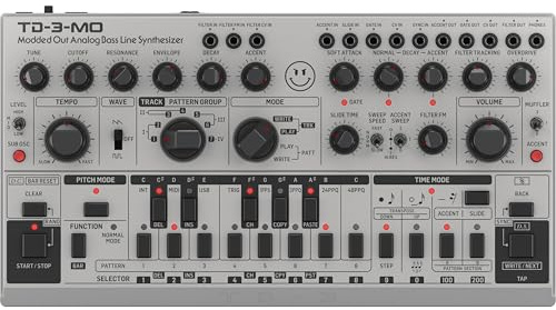 Behringer TD-3-MO-SR Desktop Synthesizer – "Modded Out" Analog Bass Line Synthesizer (Silber)
