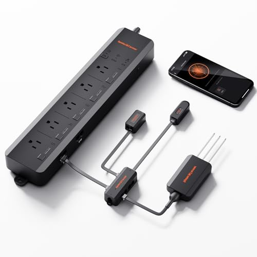 Spider Farmer GGS AC5 5-Fach Steckdosenleiste, APP Basierte Kontrollen Steckdosen, 3 in 1 Boden Sensor, Temp Humid Light Sensor, für Indoor GrowZelt Grow Tent und Raum
