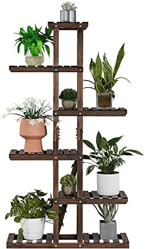Yaheetech 6 Etagen Blumenständer, Blumenregal Pflanzenregal aus Massivholz | für Balkon/Terrasse/Garten