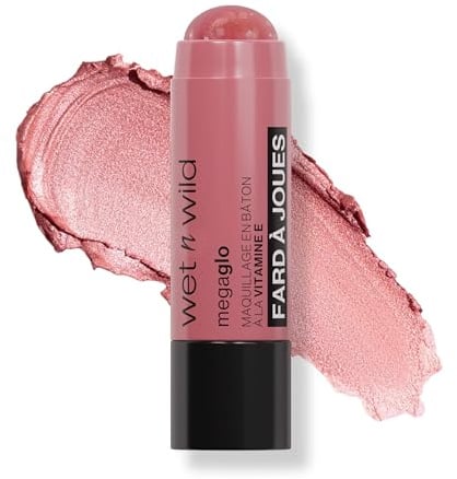 Wet n Wild, Mega Glo Vitamin E Makeup Stick, Vielseitiger Rouge-Stick für Augen, Wangen und Lippen, Aufbaubare und Verblendbare Formel, Einziehbar & Reisetauglich, Dusty Pink