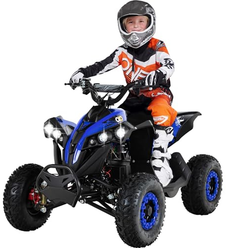 Actionbikes Motors Kinder Quad Elektro ATV Reneblade (Schwarz/Blau) | 𝟒𝟖 Volt 𝟭𝟬𝟬𝟬 Watt Motor bis 𝟐𝟒 km/h | Kinderquad | Pocket Quad | Safety Touch Fußschalter | Für Kinder ab 8 Jahren