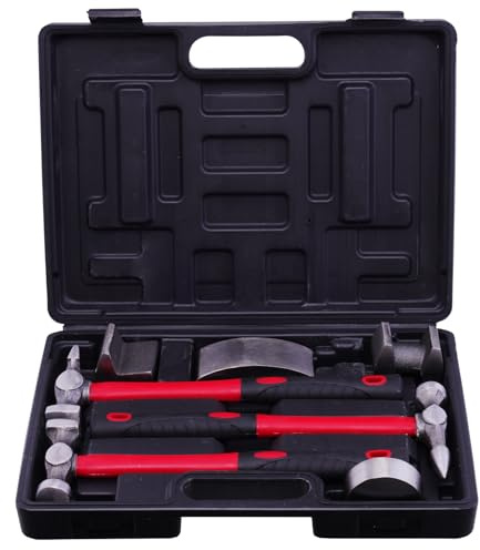 7 TLG. Ausbeulwerkzeug Blechhammer Treibhammer,Ausbeulwerkzeug Karosserie,Reparaturset für Karosserie, Hammer und Puppen-Set Professional mit Fiberglas-Griffen