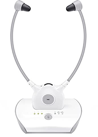 APH100 Funkkopfhörer für Fernseher,2,4 GHz TV Kopfhörer Drahtlos für Ältere | Kompatibel mit 3,5-mm-AUX- und RCA-Anschlüssen, inklusive 2 Akkus und zwei Paar Ohrpolstern, einfache Bedienung