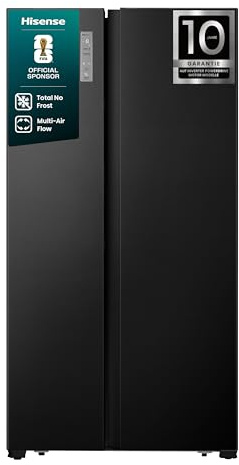 Hisense RS677N4AFC Side by Side Kühl – Gefrier - Kombination,179cm, 519 Liter Gesamtkapazität, EEK: C, LED Beleuchtung, Multi Air Flow, Inverter Kompressor, Touch Display, schwarz