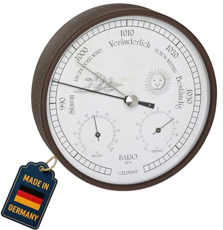 TFA Dostmann Analoge Wetterstation, für innen und außen, Barometer, Hygrometer, Thermometer, wetterfest, L 160 x B 46 x H 160 mm