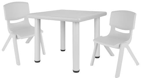 Bieco Kindertisch mit 2 Stühlen - Indoor & Outdoor - Stapelbar und Kippsicher - Basteltisch und Maltisch