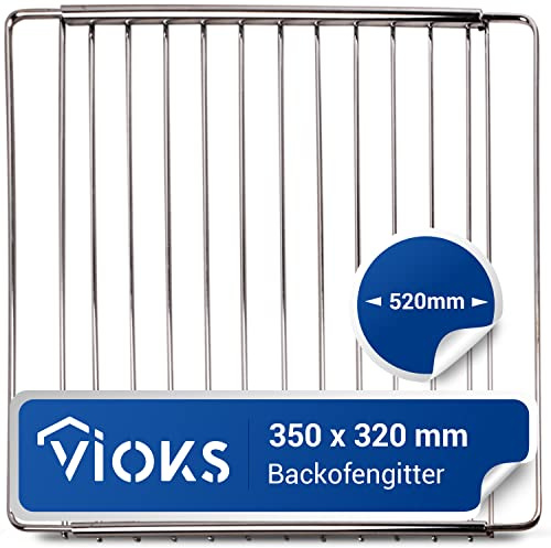 VIOKS Backofen Gitterrost Ausziehbar 350/520mm x 320 mm Grillrost Edelstahl Backofenrost Verstellbar, Gitterrost für Backofen und Herd, Ofen Gitter