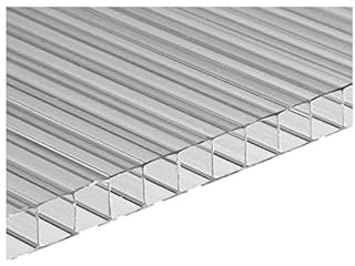 Set von 14 Stück UV-beständigem Polycarbonat Mehrschicht Doppelstegplatte für Garten Treibhaus (605 x 1210 x 4 mm)