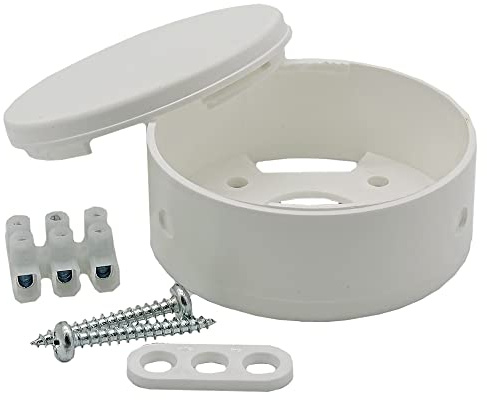 Verteilerdose Weiß inkl. 3-poliger Lüsterklemme u. Zubehör ø 70x32mm Aufputzdose Anschlussdose Baldachin Deckendose