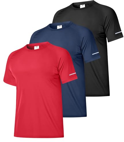 Boyzn 1 or 3er Pack UV Shirt Herren Schwimmshirt UPF 50+ UV Schutz T-Shirt Atmungsaktiv Schnelltrocknend Funktionsshirt Herren Kurzarm Rashguard Badeshirt Wandershirt Surf Sport Shirt für Schwimmen