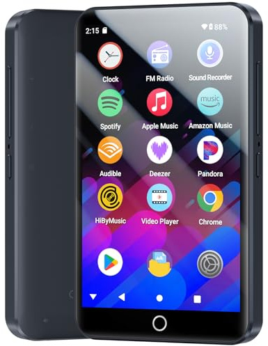 160GB MP3 Player Spotify mit WiFi Bluetooth, 4 Zoll Touchscreen, Android 13 MP4 Player, Audible Compatible, FM Radio, Amazon Music, Deezer, Pandora, Play Store