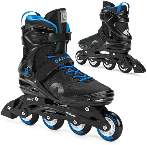 ATTABO Fitness Inline Skates Herren Cyclone Größe 40-46 EU Inliner Rollschuhe mit ABEC-7-Lager Räder PU 82A Halbharte TPR Komfort Stabilität Dreifache Anpassung Roller Skates für Männer Schwarz/Blau