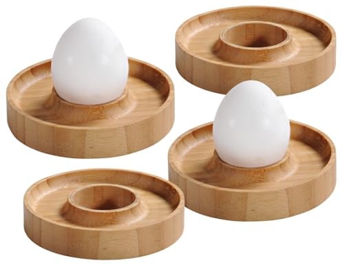 KESPER | Eierbecher, 4er Set, Material: Bambus, Maße: Ø 10 cm, Höhe: 2 cm, Farbe: Braun | 58165