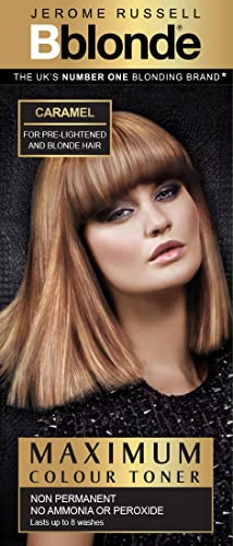 Jerome Russell Bblonde Caramel Maximum Blonde Toner - Non-Permanent Haartoner für voraufgehelltes & blondes Haar, Haarfarbe ohne Ammoniak oder Peroxid, hält 8 Wäschen 75 ml