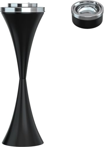 Modern Aschenbecher mit Standfuß Garten Ascher Freistehend Standaschenbecher Standascher Zigarettenschachtel Drinnen Nutzbar (Schwarz)