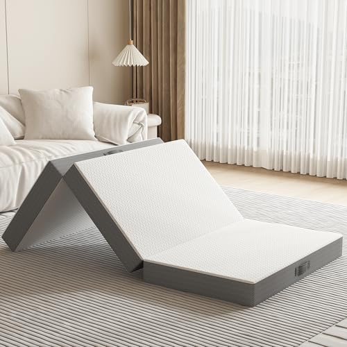 MOLPHIT Klappmatratze 75x195x15CM Mittelfeste, Faltmatratze, Gästematratze, Gästebett Klappbar aus extra dick 15cm mit waschbarem Bezug, ze für Reisen, Camping, Boden, Gästebett, Matratze