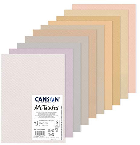 CANSON MI-TEINTES A4 160G Pastellfarben, Packung 10 Blatt