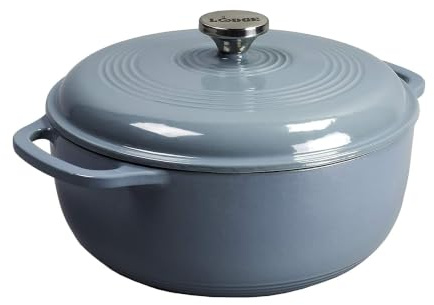 Lodge Schmortopf aus emailliertem Gusseisen mit Deckel, Doppelgriffe, ofenfest bis 260 °C oder auf dem Herd, zum Marinieren, Kochen, Backen, Kühlen und Servieren, Sturmblau