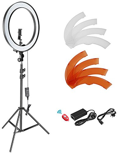 NEEWER 18 Zoll SMD LED Ringlicht dimmbares Beleuchtungsset mit 78.7" Lichtständer Filter und Blitzschuhadapter für Studio LED Beleuchtung für Portrait YouTube TikTok Videoaufnahmen (keine Tragetasche)