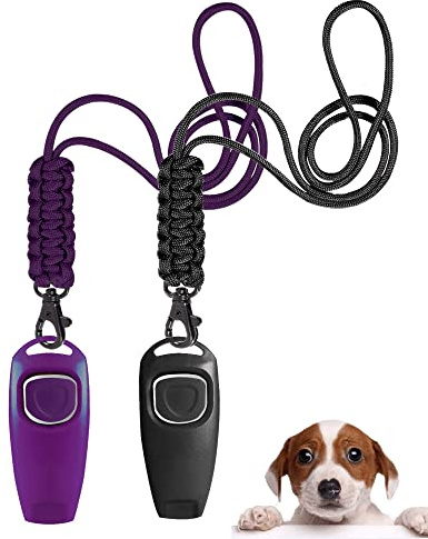 TODREMOU Hundepfeife Rückruf-Hundepfeifen Hochfrequenz Klicker Hundeklicker Set Clicker Hundetraining Clickertraining (Lila)
