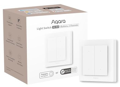Aqara Lichtschalter H2 EU (2-in-1 Neutral, 4 Tasten 2 Kanäle),Thread/Zigbee | Smarter Wandschalter, Unterstützt Apple Home, Alexa, Google Home und Home Assistant, Matter über Thread