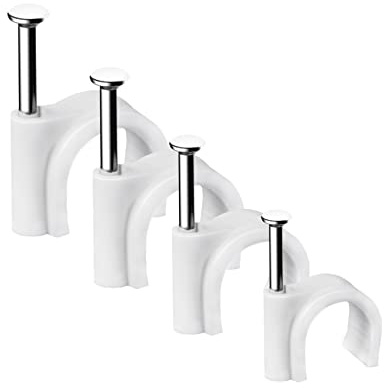 Kabelschelle Nagelschellen,400 stück Kabelhalter Mit Eingestecktem Nagel Halterungen Kabelbefestigung Für Starkstromkabel 4 Weiß Größen 4 mm, 6 mm, 8 mm, 10 mm Steckdosenleiste Wandmontage