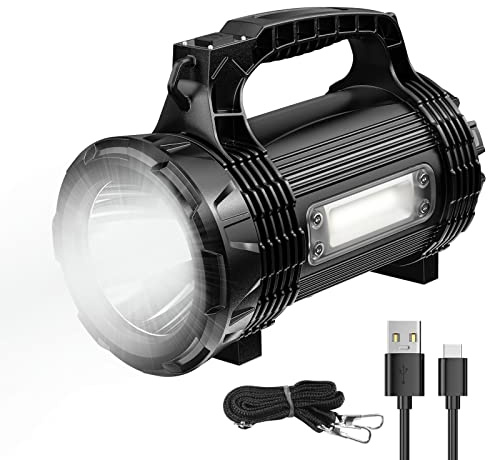 ERAY LED Taschenlampe Aufladbar mit 4 Separate Lichtquellen | 8 Lichtmodi, IP65 Wasserdicht, 3000LM, SOS Notfall, Explosionsgeschützte Handscheinwerfer für Meins/Chemieanlagen/Wandern
