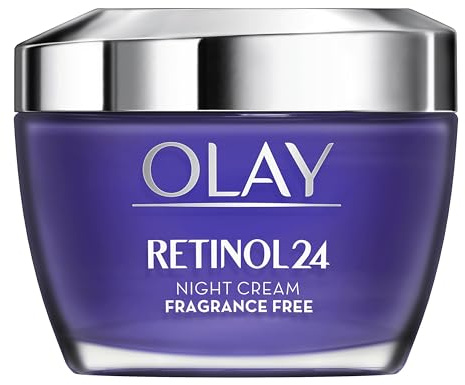 Olay Retinol 24 Night Cream Moisturizer (50 g), mit Vitamin B3, regenerierende Anti-Aging und straffende Creme, reduziert sichtbar Falten und feine Linien, parfümfrei