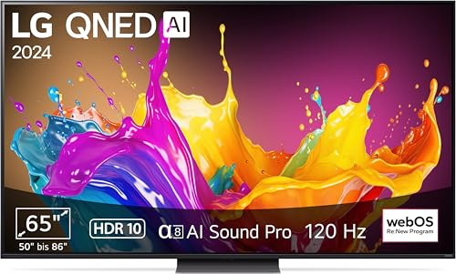LG 65QNED86T6A TV 65 (165 cm) QNED Fernseher (α8 4K AI-Prozessor, webOS 24, HDR10, bis zu 120Hz) [Modelljahr 2024]