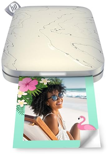 HP Sprocket Select Sofortbilddrucker, 2,3 x 3,4 (5,8 x 8,6 cm) Zink-Fotopapier mit Kleberückseite, kompatibel mit iOS- und Android-Geräten via Bluetooth, Weiß