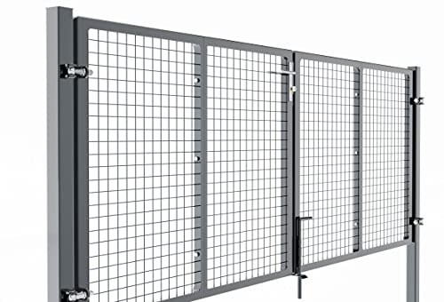 Torado® Drehtor 2 flügelig Flügeltor 4m breit anthrazit für Gartenzaun Doppelstabmatten Gartentor Metall