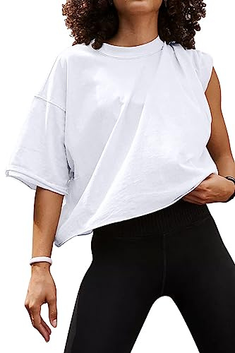 AirMood Damen Oversize Crop Sport T-Shirt Loose Fit Gym Fitness Tops | Weiche und atmungsaktive Stoffe, bequem und hautverträglich, lockere Passform, Elegant Basic-Design