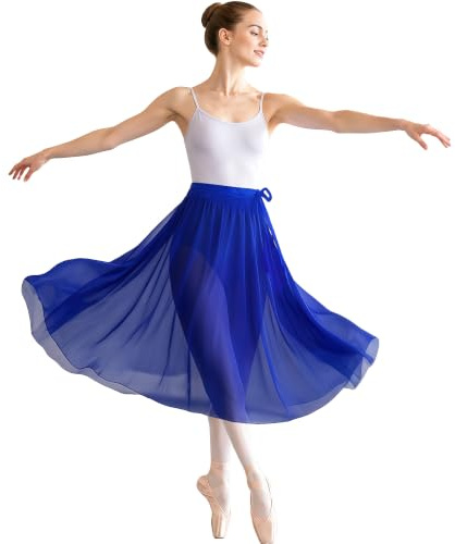 Ballettrock Damen Langer Chiffon Wickelrock Ballett‑Kleidung Tanzröck | für Gymnastik, Ballett Training, Bühnenauftritte
