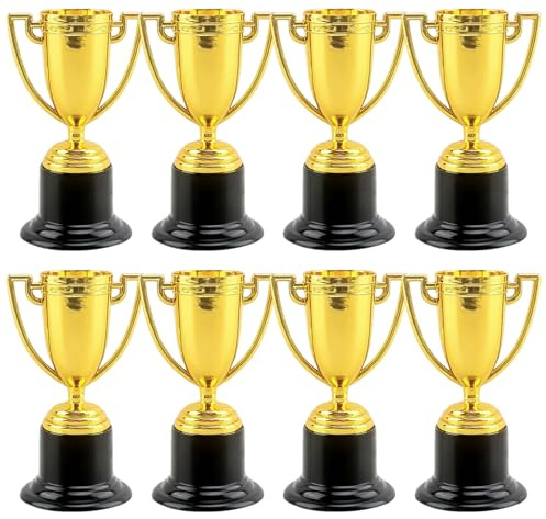 ChAusa 8 Stück Mini Goldene Pokal Kinder, Winner Medals Gold Plastic, Super Cup Pokal, für Party Favors Mitgebsel Beim Kindergeburtstag Wettbewerbe Sportturniere Belohnung