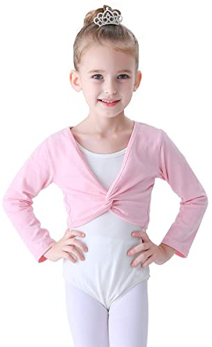 Soudittur Ballettjacke Mädchen Langarm Weichem Baumwollstoff Wärmende Ballettkleidung für Kinder