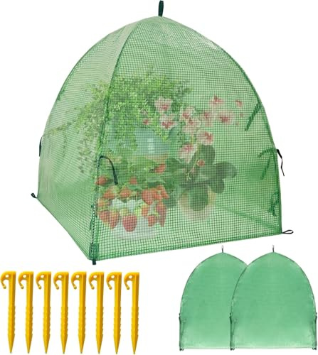 LATERN 2 Stück Frostschutz Pflanzenhüllen, 56CM x 56CM Warmhaltende Winterabdeckung für Gartenpflanzen Hochbeetzelt mit Feuchtigkeitskuppel für Keimung Sämlingsvermehrung Schutz vor Tieren (Grün)