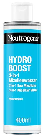 Neutrogena Hydro Boost Mizellenwasser, effektive Gesichtsreinigung mit Hyaluronsäure, sanfter Make-Up Entferner, feuchtigkeitsspendendes Mizellen Reinigungswasser für alle Hauttypen 400 ml