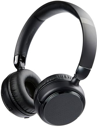 Amazon Basics Kabellose On-Ear-Kopfhörer mit Mikrofon, 35 Stunden Spielzeit, Schwarz