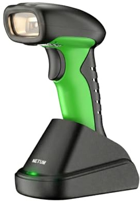 NETUM 2D QR Industrieller Bluetooth Barcode Scanner mit Ladestation Upgraded Wireless 2D 1D Barcode Reader 2600mAh Batterie Staub Wasserdicht Auto-Sense Scanning für Windows Mac Android iOS NT-1950