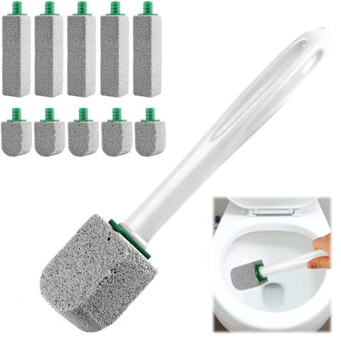 Bimsstein Toilettenreiniger, 10 Stück Bimsstein Toilette Mit 1 Griff, Reinigungsstein für WC, Putzstein, Urinsteinentferner Extra Stark, Badezimmer, Küchen, Schwimmbäder, Zur Entfernung Flecken