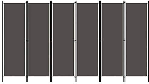 vidaXL Raumteiler Klappbar Freistehend Trennwand Paravent Umkleide Sichtschutz Spanische Wand Raumtrenner 6-TLG. Anthrazit 300x180cm Eisen Stoff