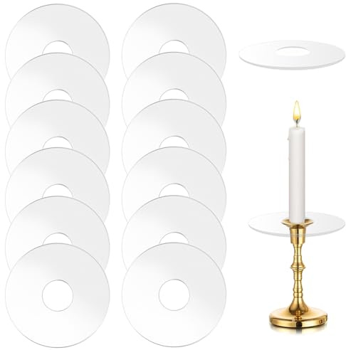 Ovaletta 12 Stück Klar Kerzen Tropfenfänger, Kerzen Tropfschutz für Stabkerzenhalter, Dekorative Tropfschutz Kerze Kommunion für Hochzeit Wohnzimmer, Weihnachten Kerzenständer (22x70mm)