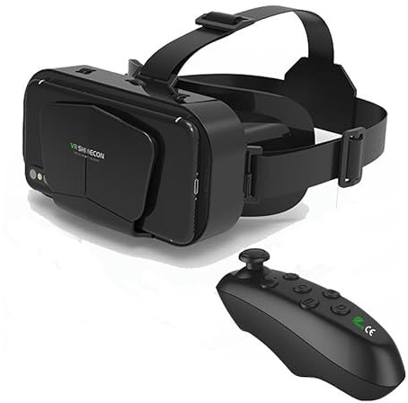 VR Brille Handy mit Fernbedienung, 3D Virtual Reality Headset mit Anti-Blaulicht HD-Linsen, Kompatibel mit iPhone & Android 4,7–7 Zoll, Ideal für Filme & Spiele