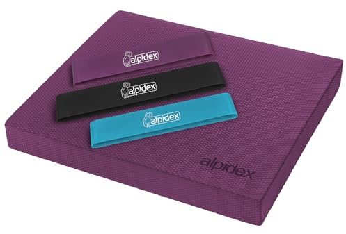 ALPIDEX Balance Pad Balancekissen Wackelkissen inkl. 3 Fitnessbänder | Balancegerät, Koordinationsmatte, rutschfest, Reha, Physio, Pilates, Yoga, Gymnastik, TPE, 150 kg