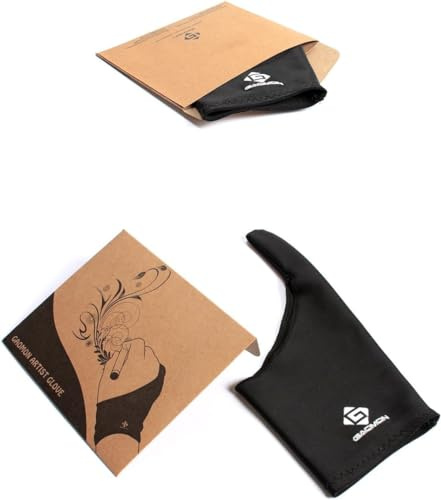 GAOMON EIN-Finger Handschuh - Frei Größe Antifouling Küstlerishe Zeichnen Lycra Handschuh für Grafiktablett Stift Display und Leuchttisch, Schwarze
